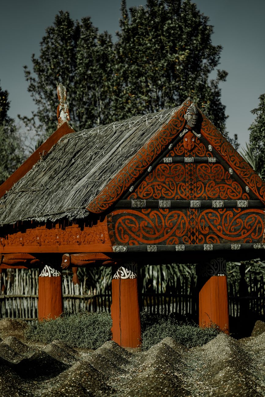 Maori traditional carving and cultural site
